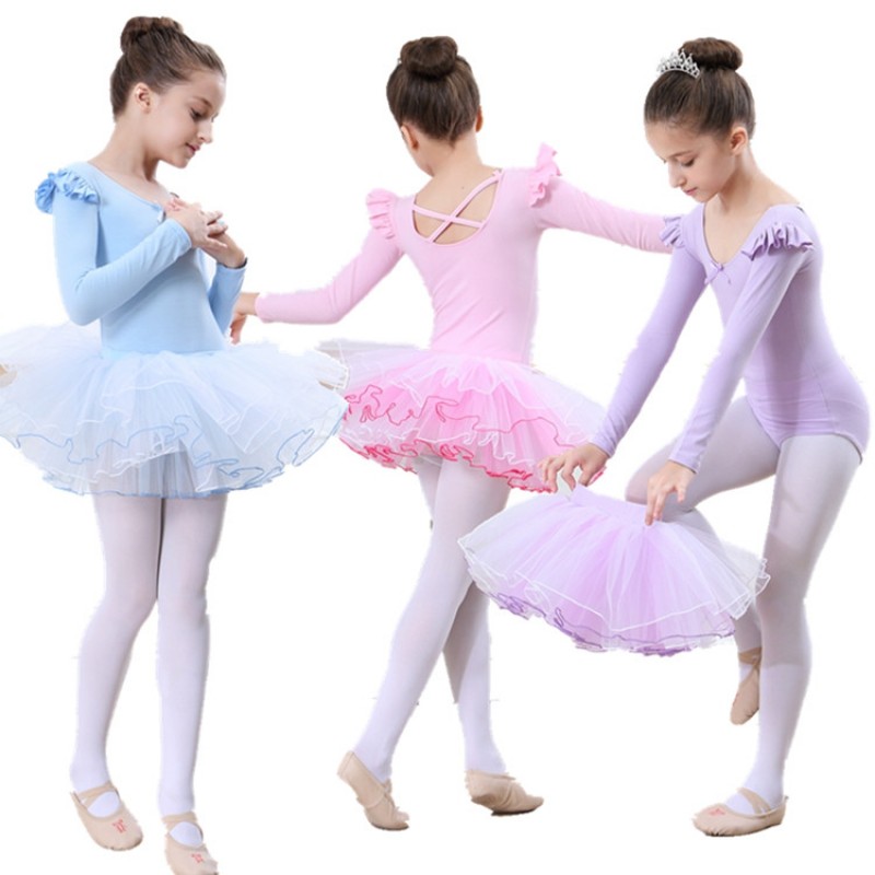 Girls ballet dance dresses for kids children pink tutu skirt gymnastics cotton stage performance competition ballet dance costumes