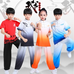 Girls boys Chinese martial arts clothing Chinese style wushu kungfu training performance costume children' martial arts suit