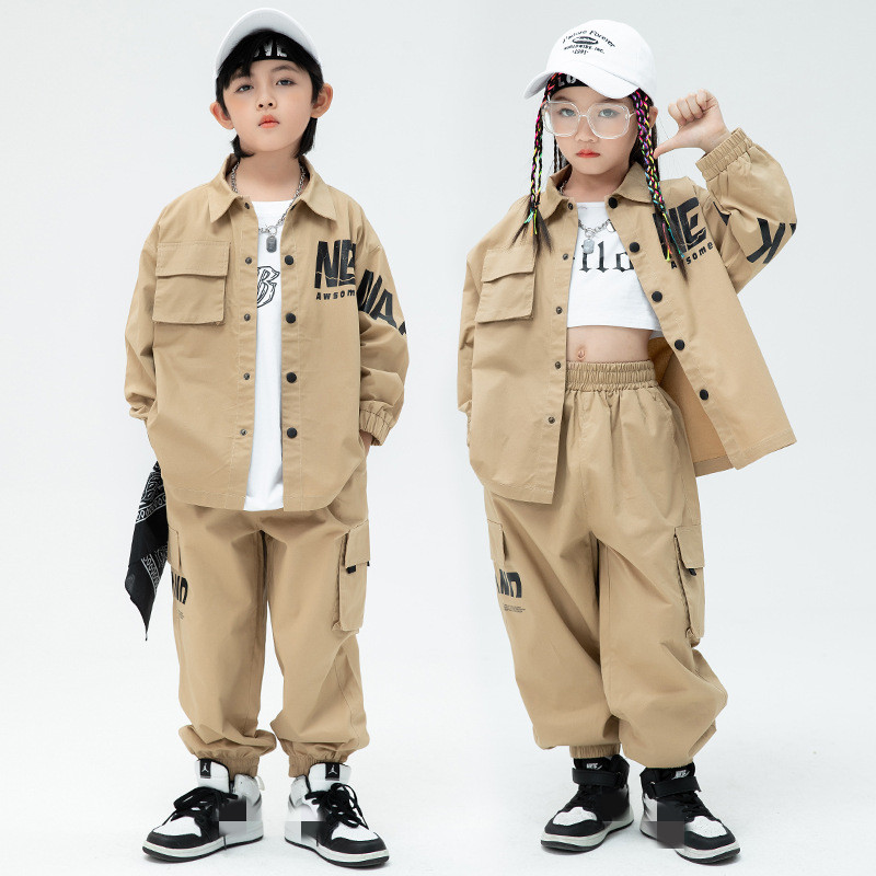 Girls boys rapper hiphop street jazz dance costumes gogo Dancers girl children's hip hop performance suit modern dance model show outfits for kids