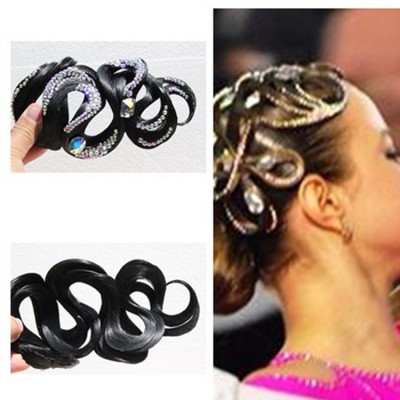 Girls children ballroom latin competition headdress wig hair accessories with rhinestones