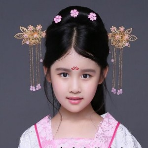 Girls children chinese folk dance hanfu hair accessories ancient fairy princess cosplay headdress hairpin