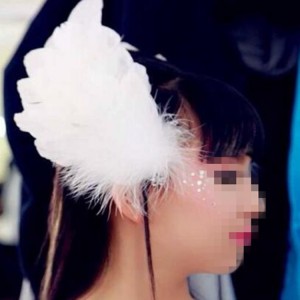Girls children little swan lake feather headdress competition stage performance feather hair accessories  hair clip one pair