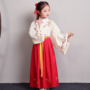 Girls chinese folk dance costumes ancient traditional performance drama cosplay priness hanfu cotton linen material robes dress