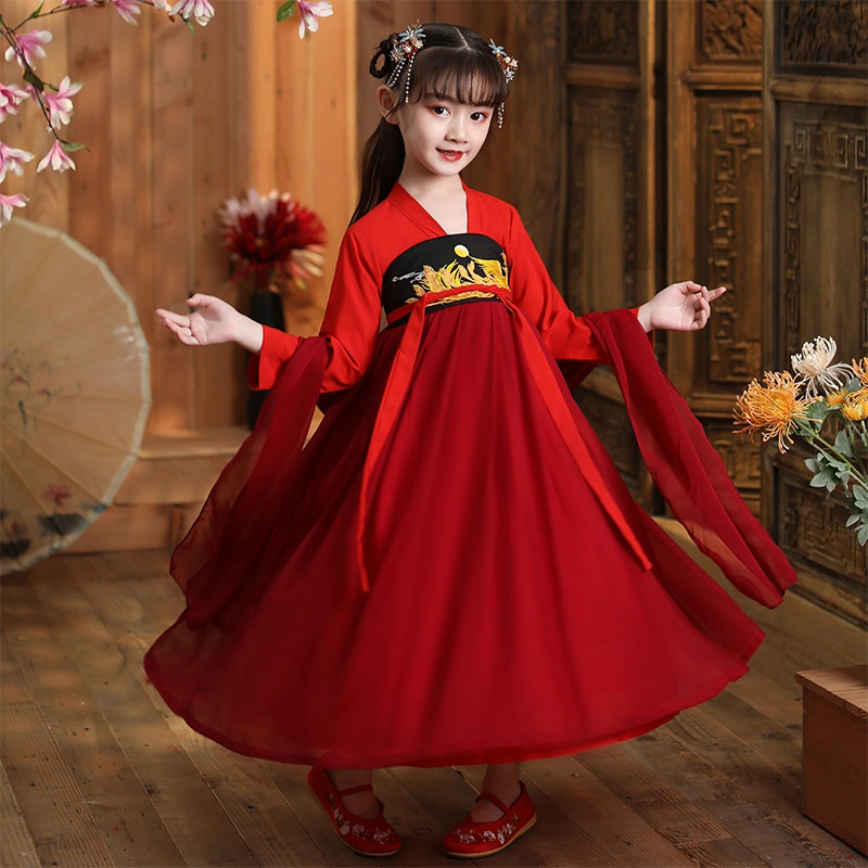 Girls chinese folk dance costumes hanfu fairy tang empress princess ...