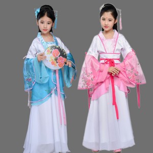 Girls Chinese folk dance dresses ancient traditional hanfu drama fairy anime photos cosplay stage performance robes costumes