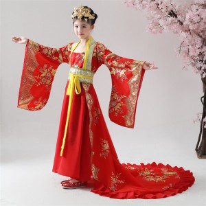 Girls chinese folk dance dresses  fairy cosplay dress tang princess empress drama cosplay trailing dress stage performance costumes