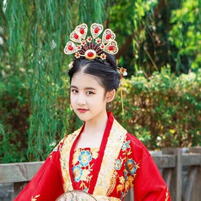 Girls Chinese folk dance hair accessories hanfu fairy drama queen princess cosplay headdress crown hair clip