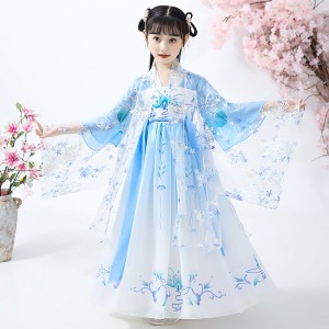 Girls chinese hanfu traditional fairy princess model show dress kids school performance vedio shooting drama cosplay dresses