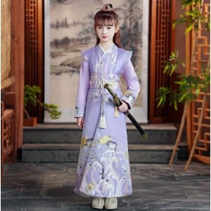 Girls Hanfu children Tang  suit warrior Swordsman princess performance costume little girl ancient style Chinese school uniform