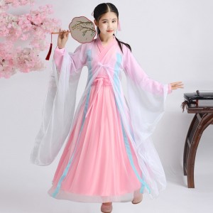 Girls hanfu fairy dress chinese folk dance dress princess drama photography show stage performance dress