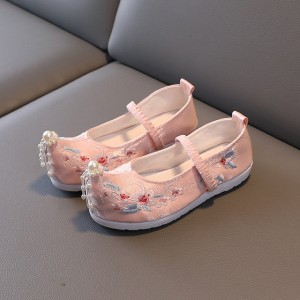 Girls Hanfu fairy shoes for kids Embroidered soft soles princess stage performance shoes film anime cosplay old Beijing clothing dancing shoes for children