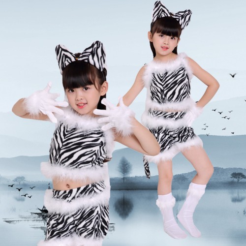 Girls jazz cartoon cat drama photos cosplay costumes modern dance stage performance dresses uniforms