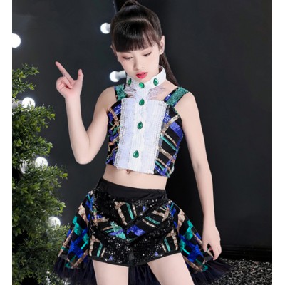 Girls jazz dance costumes  cheer leaders stage performance school competition show  modern dance street dance dresses