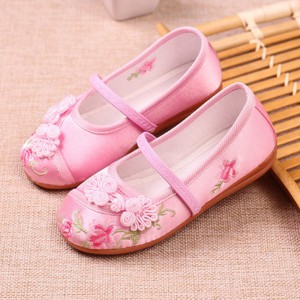 Girls kids baby chinese folk dance embroidered shoes fairy princess drama cosplay soft soles clothing shoes