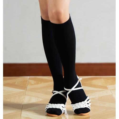 Girls Kids black Latin dance socks for children junior Latin modern ballroom salsa rumba dance training  practice sock cover