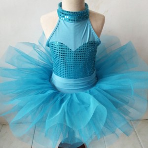 Girls kids blue ballet dance dress tutu skirt modern dance ballet costumes