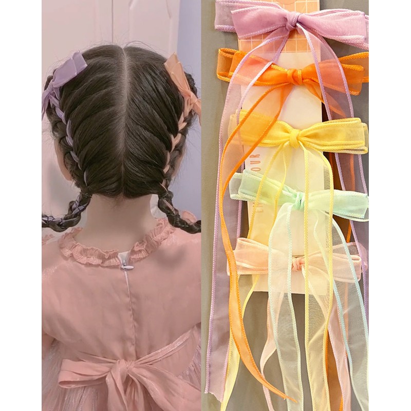 Girls kids bow Hanfu fairy princess hair accessories hairpin children braided hair bow baby clip little girl streamer princess hairpin hair ribbon 