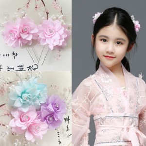 Girls kids children chinese folk dance  hair clip hair flowers stage performance fairy photography drama cosplay headdress