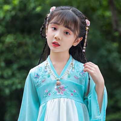 Girls kids children hanfu chinese folk dance hair accessories flowers fairy princess drama cosplay photos hair clip headdress