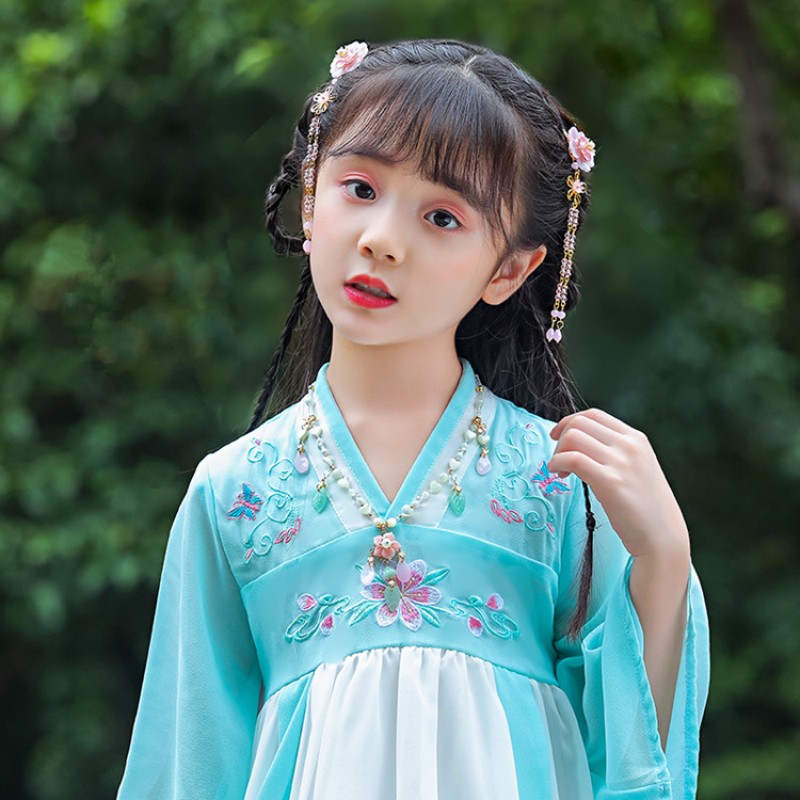 Girls kids children hanfu chinese folk dance hair accessories flowers fairy  princess drama cosplay photos hair clip headdress- Content : One pair of  hair clip