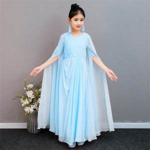 Girls kids chinese folk dance dress hanfu guzheng traditional fairy cosplay dresses classical dance water sleeves dresses