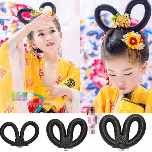 Girls kids chinese folk dance hair wig ancient traditional empress princess cosplay wig hair accessories