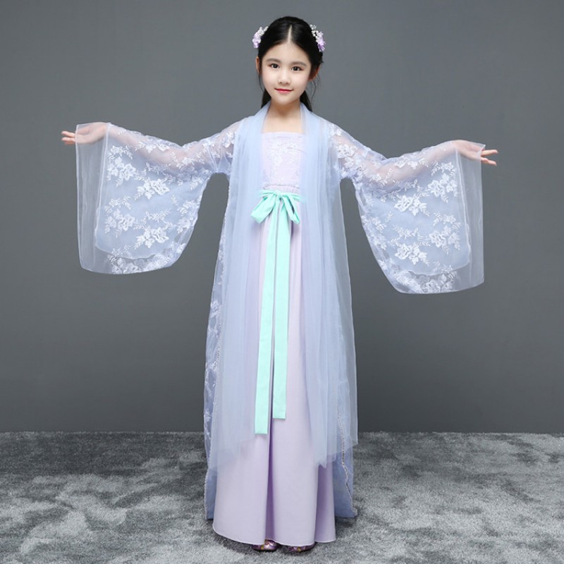 Girls kids chinese princess hanfu kimono dresses kids children hanfu fairy empress stage performance drama cosplay robes 
