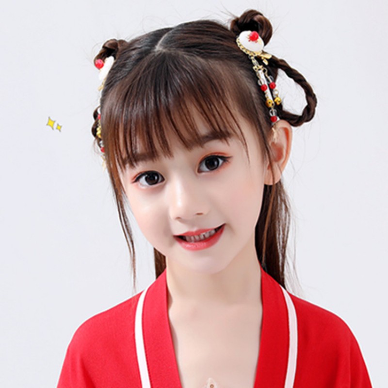 Girls kids hanfu chinese folk dance costumes hair accessories children princess empress fairy drama cosplay  headdress hair clip 