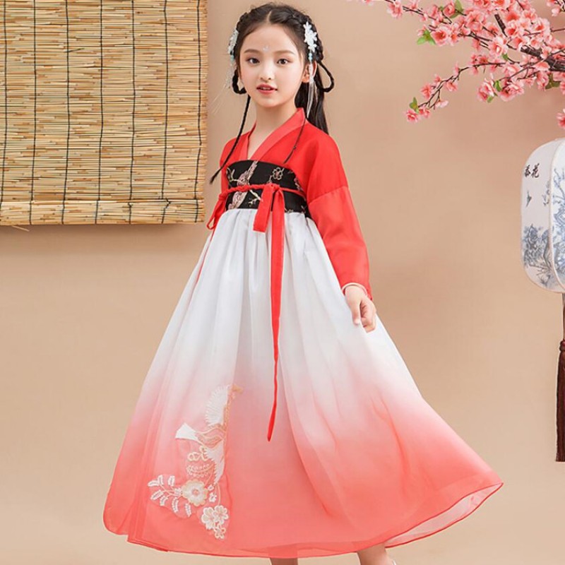 Girls kids Hanfu stage performance china traditional fairy drama cospay dresses photography robes dresses