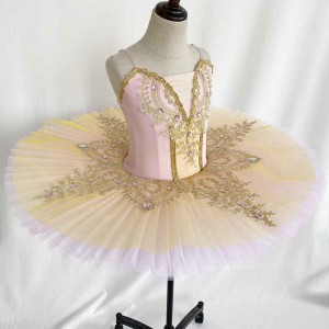 Girls kids pink yellow little swan lake ballet dance dress tutu skirt for children pancake pettiskirt classical ballerina ballet performance costumes