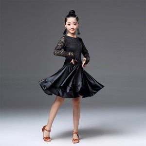 Girls latin dance dresses red purple black blue competition stage performance rumba salsa chacha dance skirts costumes dresses