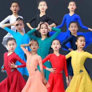 Girls pink blue black wine yellow Latin dance costume latin ballroom dance dresses professional competition practice clothes suit 
