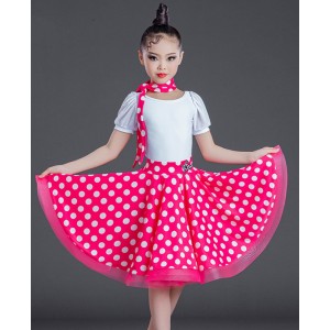 Girls polka dot latin dance dresses children latin dance costume kids polka dot split dance skirt grade examination class clothes