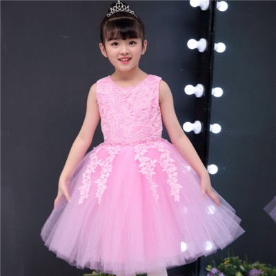 Girls princess jazz singers chorus stage performance dresses lace pink royal blue Christmas new year party modern dancing dresses