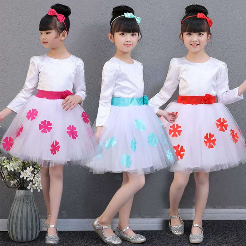 Girls princess modern dance dresses chorus stage performance flower girls evening birthday wedding party cosplay dresses