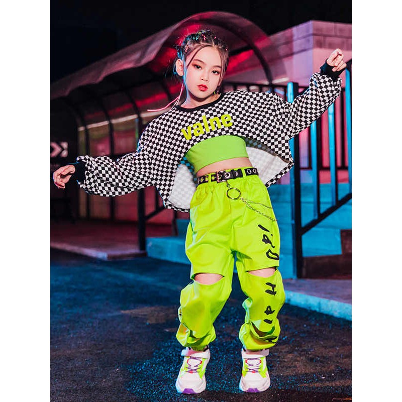 Girls  rap hiphop Jazz Dance Costumes Children Hip-Hop Street Dance Clothes Hip Hop Dancing Clothes modern dance Stage Outfits