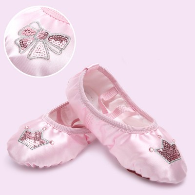 girls satin pink ballet dance shoes for kids soft sole training shoes ballet dancing shoes Yoga cat claw shoes for girls