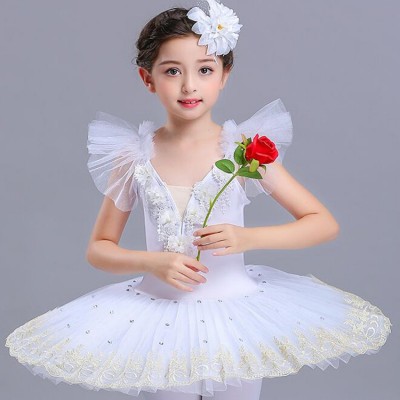 Girls swan lake ballet dresses tutu skirt white red light pink competition stage performance professional dancing costumes 