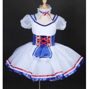 Girls toddlers blue red white ballet dance dresses tutu skirts princess jazz party cosplay modern dance outfits for children