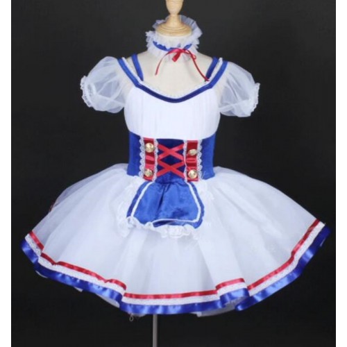 Girls toddlers blue red white ballet dance dresses tutu skirts princess jazz party cosplay modern dance outfits for children