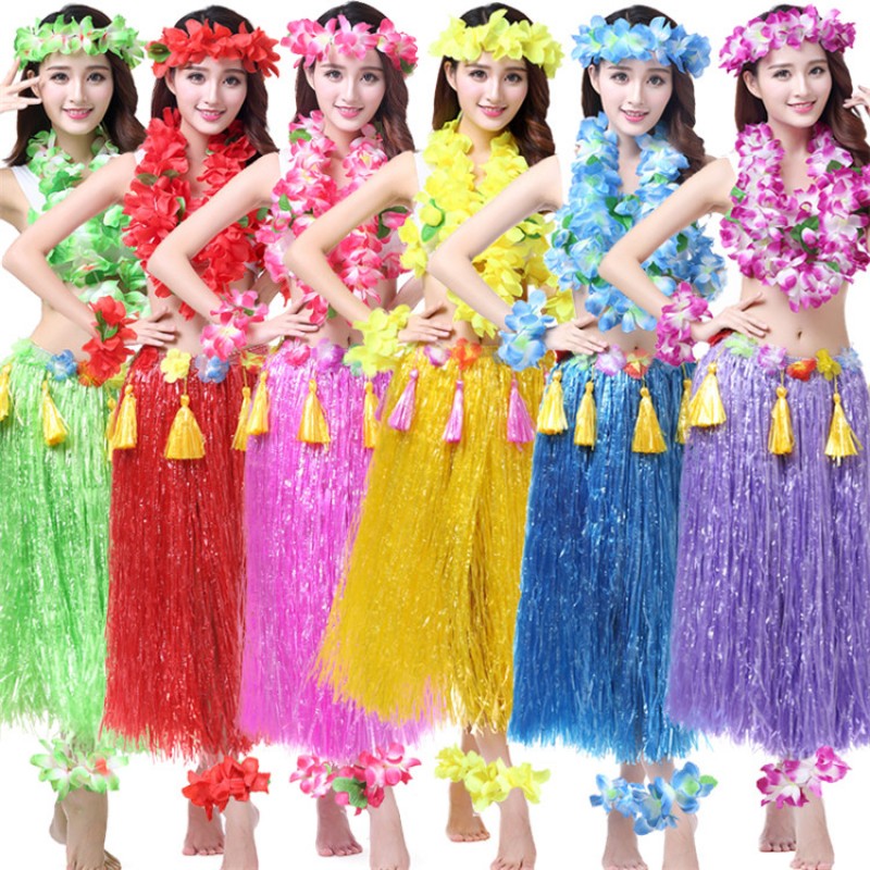  girls Woman Hawaiian Hula dance thickened grass Skirts Hula Grass costumes beach party performance costumes 