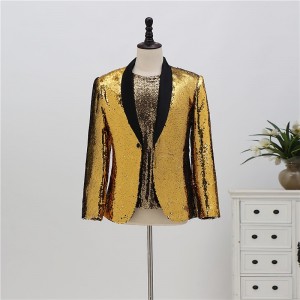 Gold sequin Jazz dance blazers for men male youth cantata music prodution formal suit stage performance coats host singer rapper male performance jackets