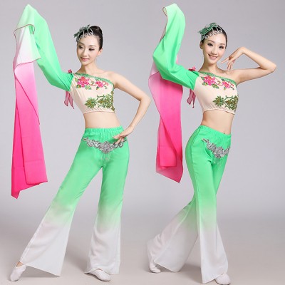 Green fuchsia gradient Chinese Traditional Tang Dynasty Ancient Costume Women  Dress Chinese Fairy Dresses dance costume 