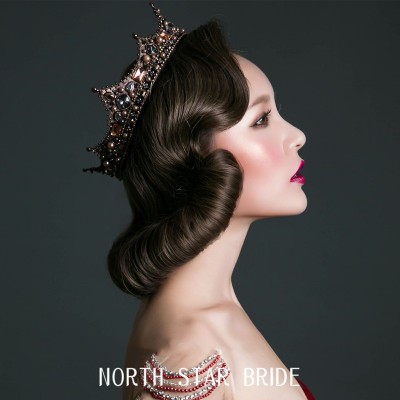 Hairpin hair clip hair accessories for women European style retro palace queen Baroque heiniang round circle crown crown photo studio head jewelry