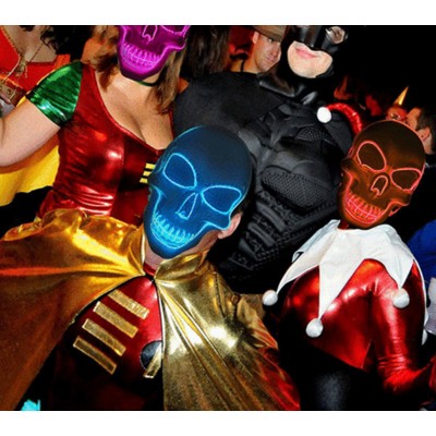 Halloween Christmas party LED light Glowing Mask for adult Skull Face Mask Horror Ghost Festival Scary Full Face Mask