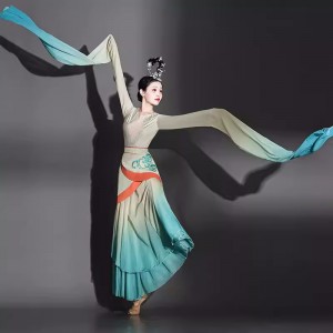 Han Tang Chinese folk dance dress ancient traditional classical dance Water-sleeved dance costumes for women girls Female art archaeological outfit Chinese style
