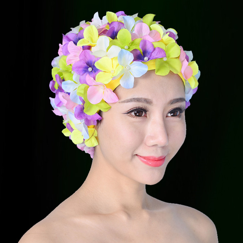 Handmade petal flower fashion swimming cap female adult cute