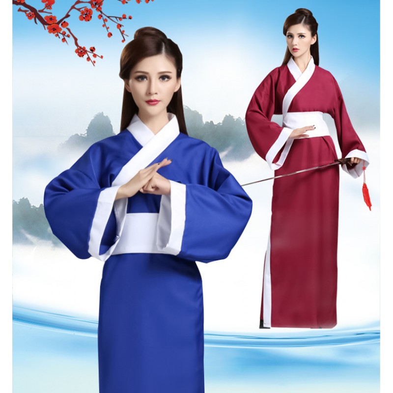 Hanfu Chinese folk dance costumes dramas cosplay kimono for men's warriors China traditional scholar stage performance dresses robes