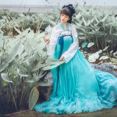 Hanfu chinese folk dance costumes for women girls photos stage performance party fairy princess drama cosplay dresses