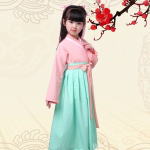 Hanfu tradtional chinese folk dance dresses for girls kids stage performance fairy cosplay robes costumes